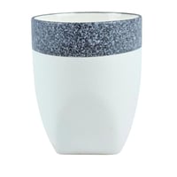 طقم إكسسوارات حمام 4 قطع بتصميم أبيض وحافة زرقاء