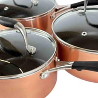 طقم قدور طبخ أنيقة بلون نحاسي مع مقابض-3 قطع