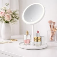 مرآة مكياج مضيئة مع قاعدة تنظيم