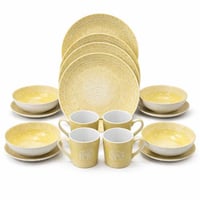 طقم سفرة بورسلان أصفر بنقوش ماندالا – تصميم أنيق ب...