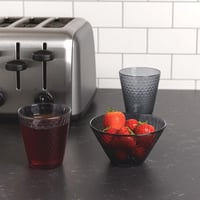 طقم زجاجي رمادي بنقشة ماسية (كوب + زبدية)