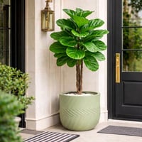 اصيص زرع سيراميك بنقشة اوراق عصرية 3 مقاسات