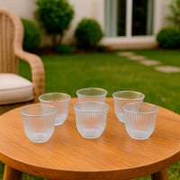 طقم فناجيل قهوة زجاجية مخططة (6 قطع)