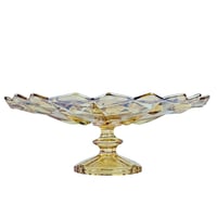 طبق تقديم زجاجي فاخر بلون عنبري – تصميم هندسي