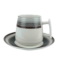 قم فناجين قهوة بورسلان بنقشة هندسية – 6 قطع