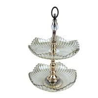 حامل تقديم زجاجي دورين بتفاصيل ذهبية فاخرة