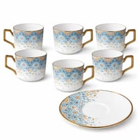 طقم فناجين قهوة مزخرف مع صحون عدد 6