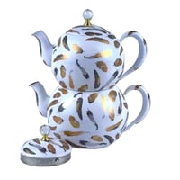 براد شاي تركي بطبعه ريش -ذهبي