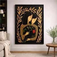 لوحة فنية تجريدية بتصميم انسجام ذهبي