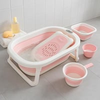 طقم حوض استحمام اطفال قابل للطي 5 قطع مع شاشة رقمي...