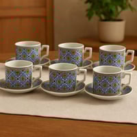 طقم اكواب مزخرفة ـ 6 اكواب مع سيسر