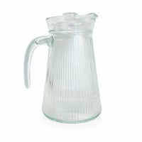 طقم ابريق مع 4 اكواب زجاج شفاف مخطط 5 قطع
