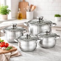 طقم اواني HausRoland عالية الجودة من الاستانليس ست...