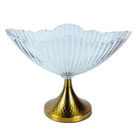 وعاء تقديم زجاجي مرتفع بقاعدة ذهبية الوصف: