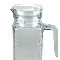 إبريق زجاجي شفاف بتصميم مموج وغطاء محكم