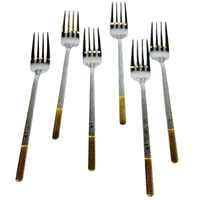 طقم شوك طعام استيل بمقبض مزخرف ذهبي