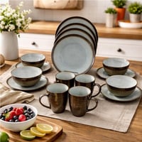 طقم سفرة بورسلان بلون اخضر مزرق – 16 قطعة