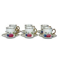 طقم فناجين شاي بورسلان مزخرف بالورود