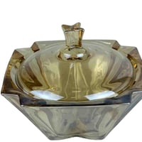 علبة زجاجية فاخرة بغطاء - بلون كهرماني شفاف