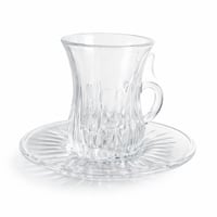 طقم اكواب شاي وفناجين قهوه زجاج شفاف 12 قطعه