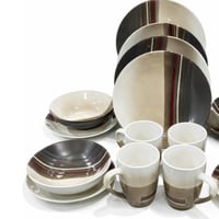 طقم سفرة بورسلان فاخر – تصميم عصري بخطوط أنيقة (16...