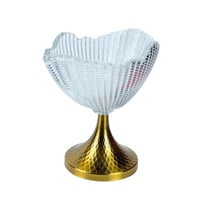 وعاء تقديم زجاجي مرتفع بقاعدة ذهبية الوصف: