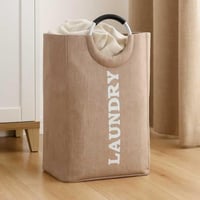 سلة غسيل قماشية بمقبض معدني