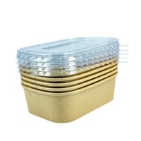 علبة طعام ورقية مستطيلة بغطاء شفاف محكم