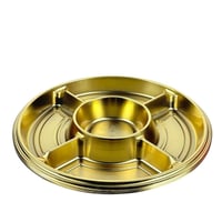 طبق تقديم دائري فاخر بغطاء شفاف – لون ذهبي