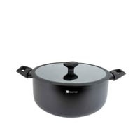 قدر طهي أسود غير لاصق بغطاء زجاجي -Naaman