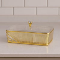 صحن تقديم فاخر بزخرفة ذهبية ومقبض كريستالي – 6 أقس...