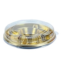 طبق تقديم دائري فاخر بغطاء شفاف – لون ذهبي