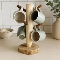 حامل أكواب خشبي بتصميم طبيعي