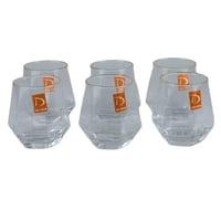 طقم كاسات زجاجية بتصميم هندسي – 6 قطع