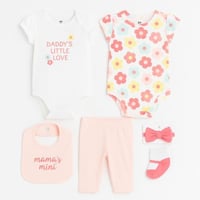 طقم ملابس أطفال بناتي حديثي الولادة – 6 قطع قطنية...