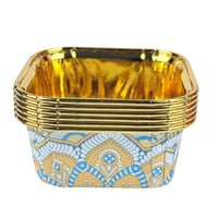 قالب ورقي مربع مزخرف ببطانة ذهبية 6 قطع