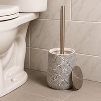 فرشاة حمّام سيراميك بنقشة هندسية مع حامل معدني