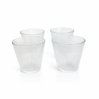 طقم ابريق مع 4 اكواب زجاج شفاف مخطط 5 قطع