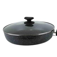 مقلاة جرانيت غير لاصقة بغطاء زجاجي 30cm