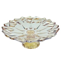 طبق تقديم زجاجي فاخر بلون عنبري – تصميم هندسي