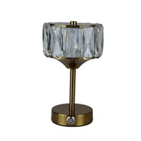 مصباح طاولة كريستالي فاخر بإضاءة LED وقاعدة ذهبية
