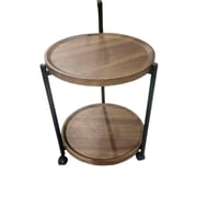 طاولة جانبية خشبية دائرية بطابقين – تصميم عصري وفا...