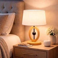 مصباح طاولة جانبي خشبي بتصميم عصري للغرف النوم