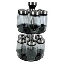 طقم دوّار لحفظ البهارات مع 12 برطمان زجاجي