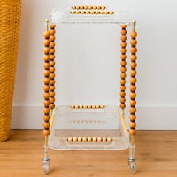 عربة تقديم فاخرة بمقبض خشبي وتصميم أكريليك شفاف