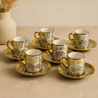 طقم اكواب مزخرفة ـ 6 اكواب مع سيسر