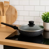 مقلاة جرانيت بغطاء زجاجي – مقبض قابل للفك