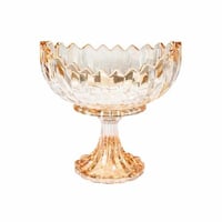 وعاء تقديم زجاج ملون بقاعدة مرتفعة وحافة ذهبية تصم...