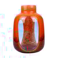 مزهرية ديكور زجاجية بلون برتقالي عصري