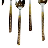 طقم ملاعق طعام استيل بنقشة هندسية ذهبية